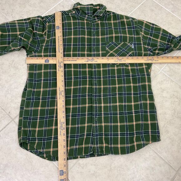 Carhartt Flannel Fleece Shirt Jacket Men's Sz XL Green plaid Shacket outdoors * - Picture 6 of 11